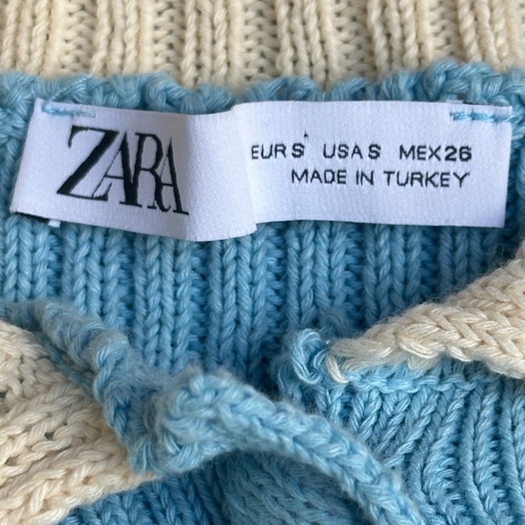 Zara Colorblock Striped Ribbed Knit Cropped Cardigan Sweater Size Small - Picture 4 of 9